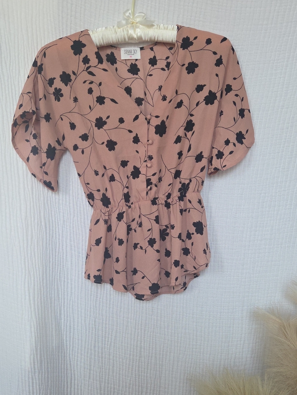 Silver Jeans Blush Pink Floral Button-Front Women's Top